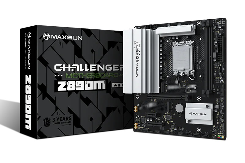 Материнская плата MAXSUN MS-Challenger Z890M WIFI, LGA1851, Z890, 2*DDR5, 3*SATA3, 2*M.2, USB 3.2, U