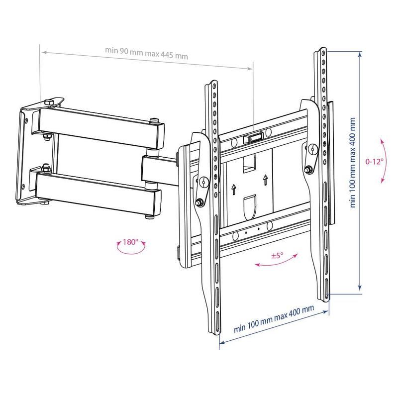 Кронштейн для телевизора Arm Media PT-15 NEW черный 32"-55" макс.35кг настенный поворотно-выдвижной 