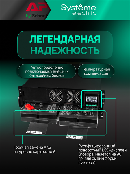 Источник бесперебойного питания Systeme Electriс SRT SRTSE5KRTXLIG2 5000Вт 5000ВА черный