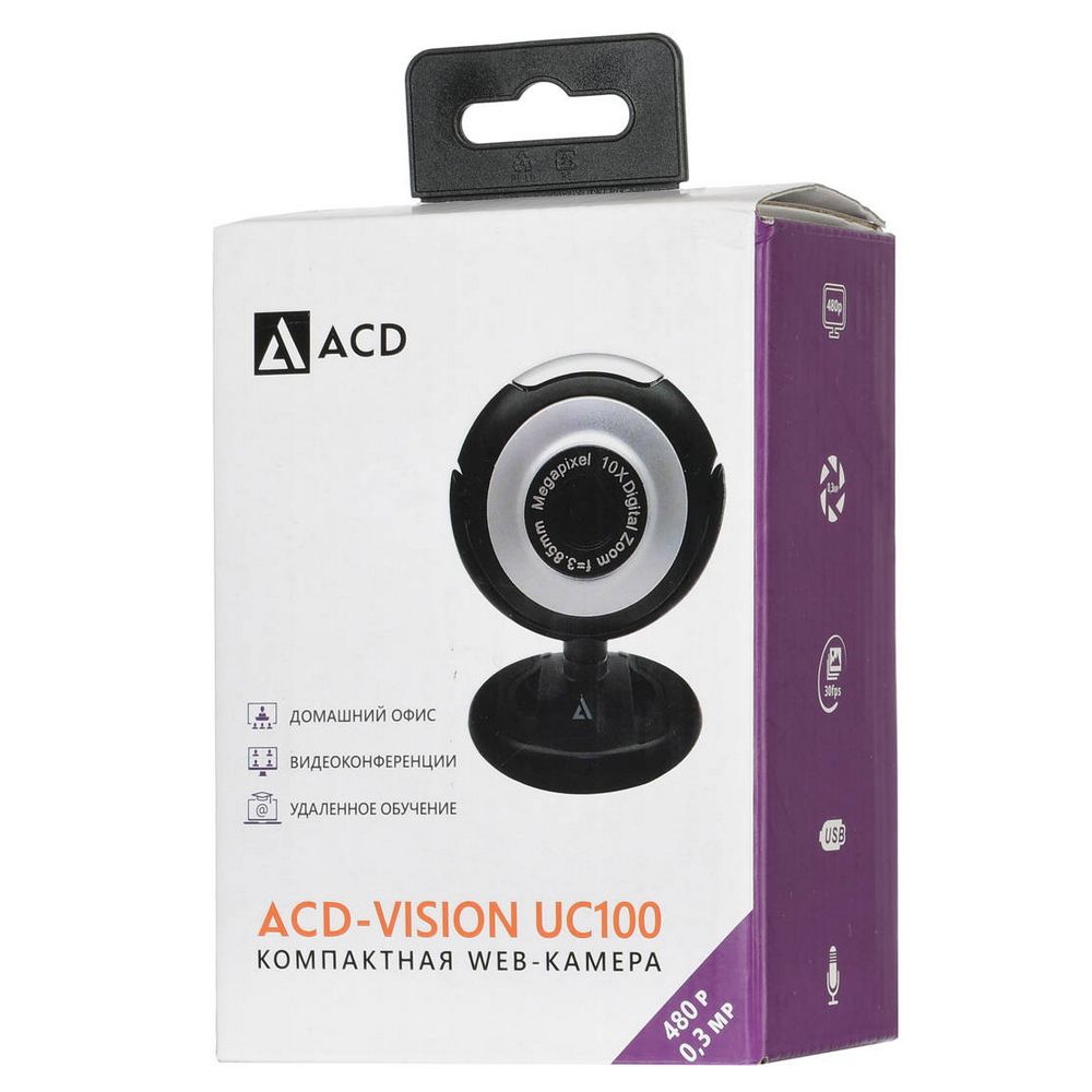 WEB Камера ACD-Vision UC100 CMOS 0.3МПикс, 640x480p, 30к/с, микрофон встр., кабель USB 2.0 1.5м, уни