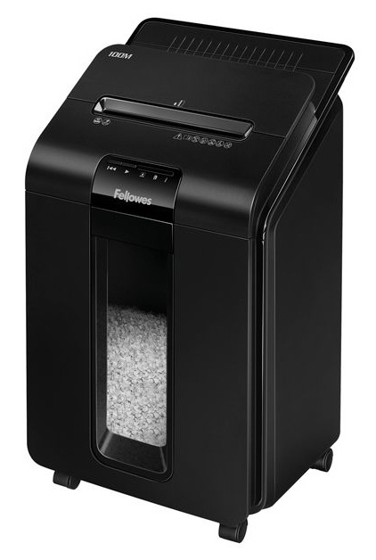 Шредер Fellowes AutoMax 100M с автоподачей (секр.P-4) фрагменты 100лист. 23лтр. скрепки скобы пл.кар