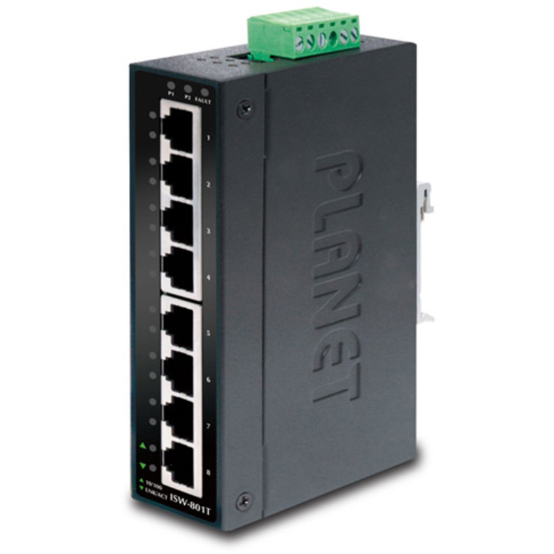 Коммутатор PLANET IP30 Slim type 8-Port Industrial Gigabit Ethernet Switch (-40 to 75 degree C)