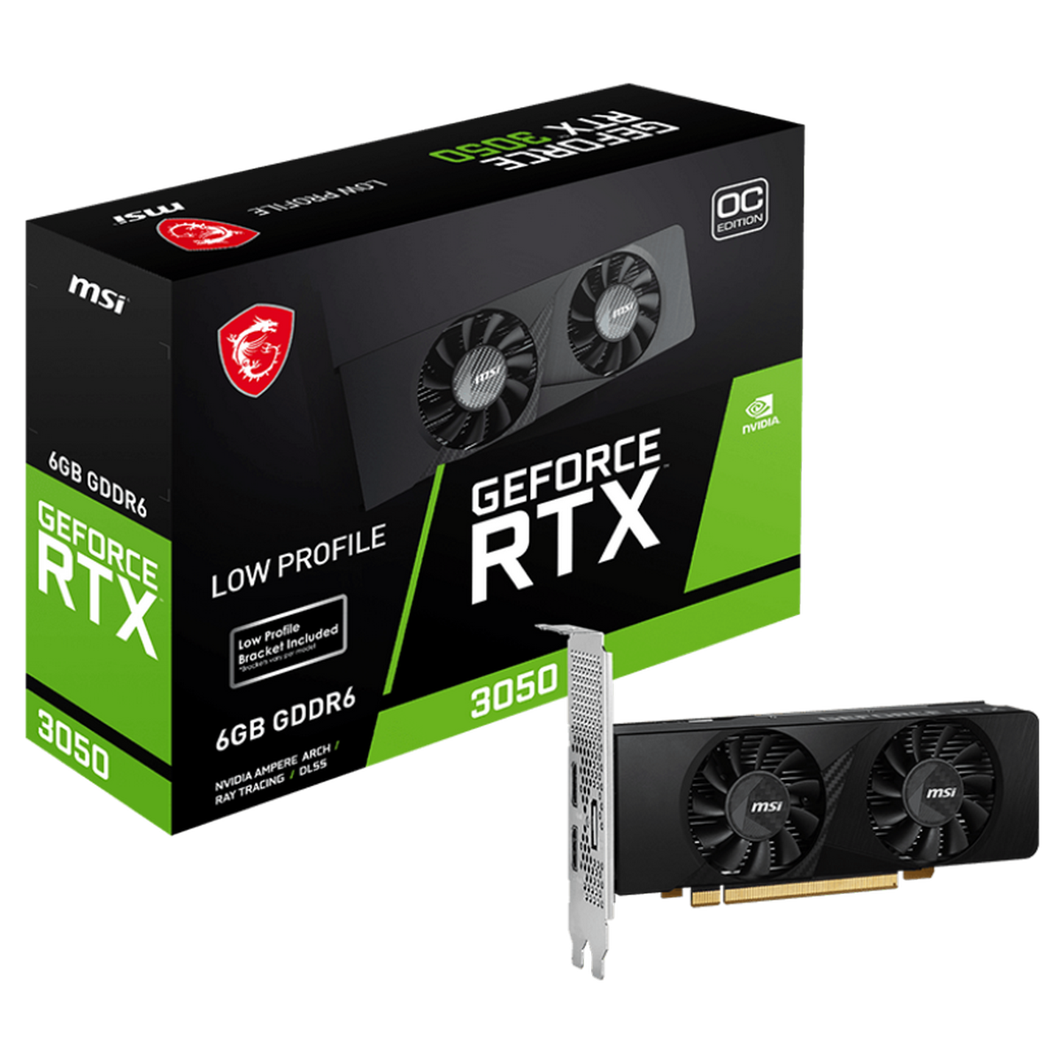 Видеокарта MSI PCI-E 4.0 RTX 3050 LP E 6G OC NVIDIA GeForce RTX 3050 6Gb 96bit GDDR6 1492/14000 HDMI