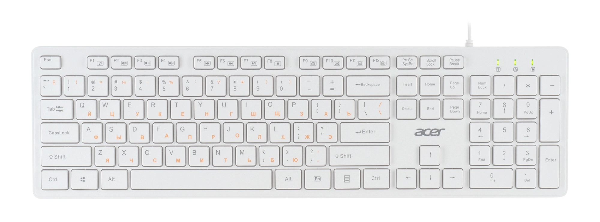 Клавиатура Acer OKW123 белый USB Multimedia (ZL.KBDEE.00D)