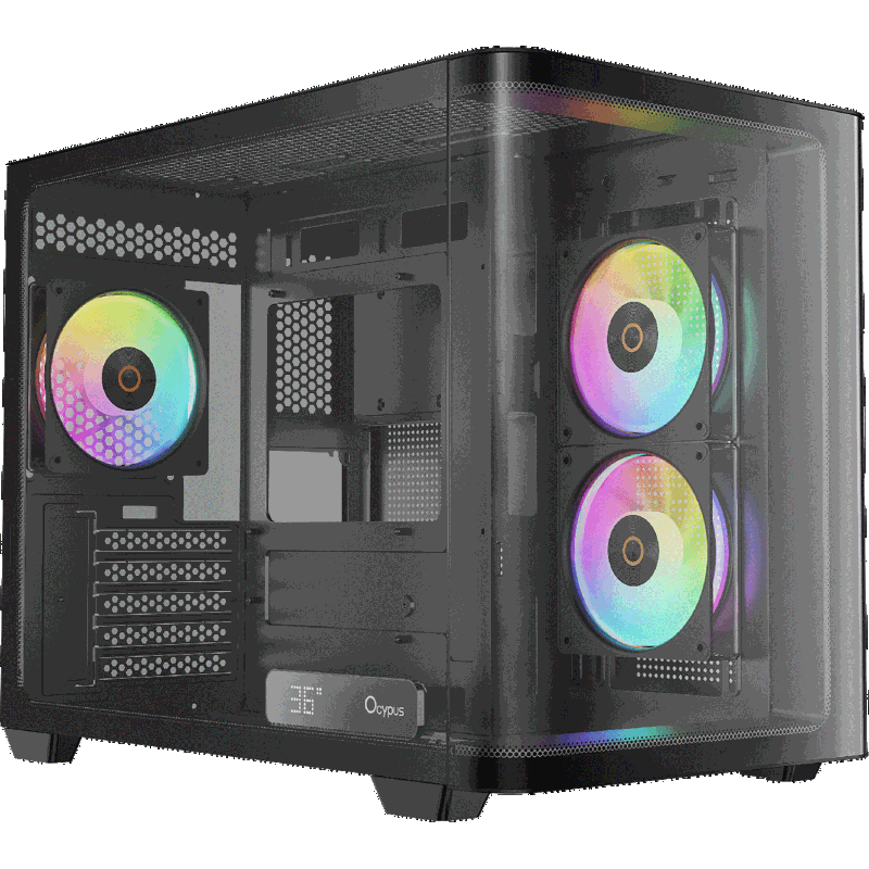 Корпус Ocypus Iota C50 Curve BK ARGB, Mini-Tower, TG, 3x120mm ARGB, 2xUSB-A 3.0 + 1xUSB-C, mATX, mIT