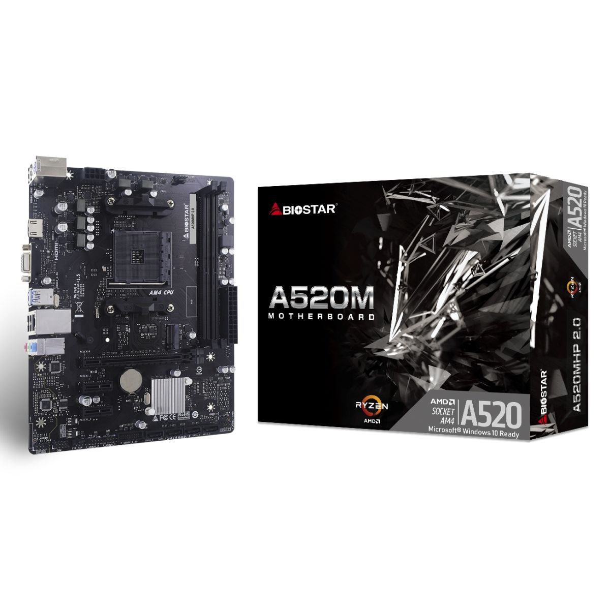 Материнская плата BIOSTAR A520MHP 2.0 A520, AM4, 2*DDR4, 1*PCIEx16, 2*PCIEx1, 1*M.2, 1*USB3.2Gen1, 2