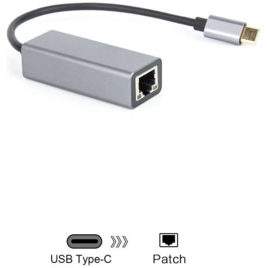 Кабель-переходник USB 3.1 Type-C -->RJ-45 1000Mbps Ethernet, Aluminum Shell, 0.15м VCOM <DU320M>