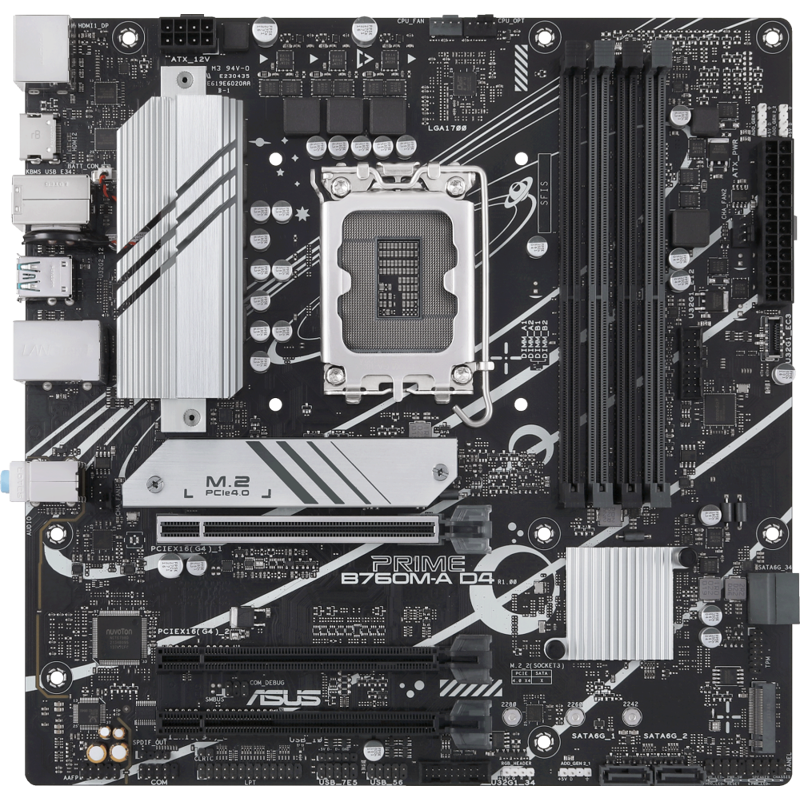 Материнская плата ASUS PRIME B760M-A D4-CSM, LGA1700, B760, 4*DDR4, HDMI+DP, 4xSATA3 + RAID, M2, Aud