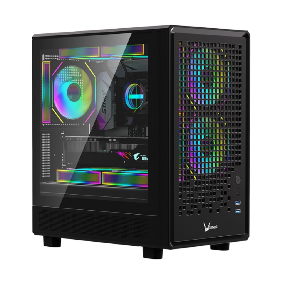 корпус Formula V Line Air Mesh G2 Black, MATX, USB3.0*2, FRONT 2x120mm FRGB, REAR 1x120mm FRGB