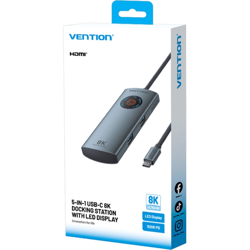 Мультифункциональный хаб Vention USB-C 5 в 1 HDMI 8K