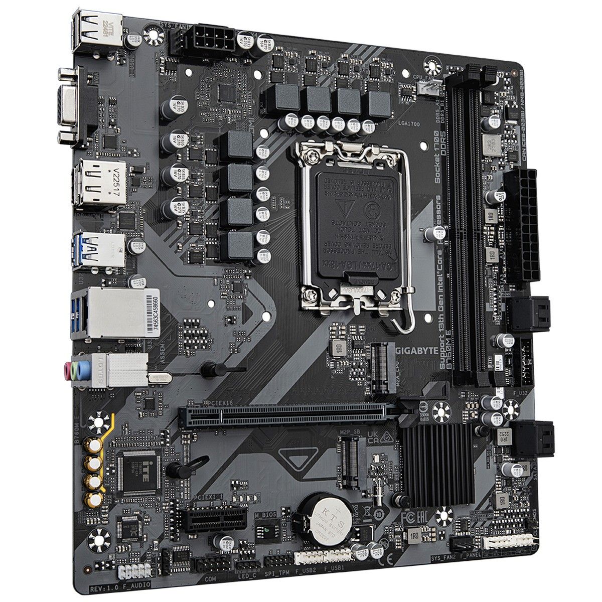 Материнская плата GIGABYTE B760M B760M E, LGA1700, B760, 2*DDR5, 4*SATA, 2*M.2, 4*USB 3.2, 2*USB 2.0
