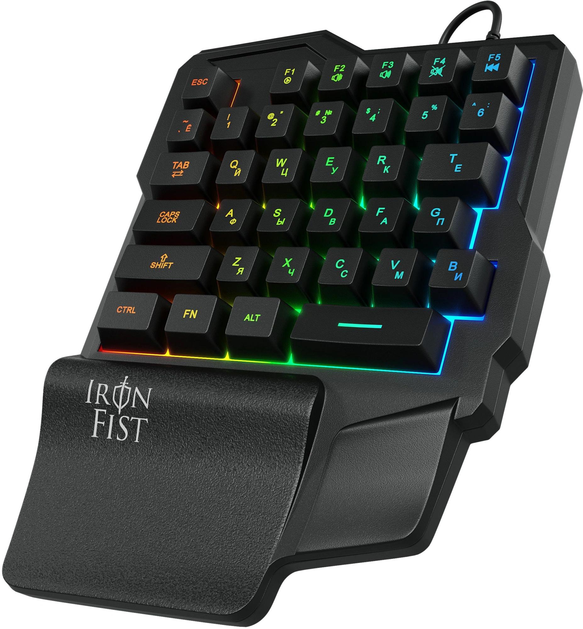 Игровой блок Оклик 701G IRON FIST черный USB for gamer LED (подставка для запястий) (1196590)