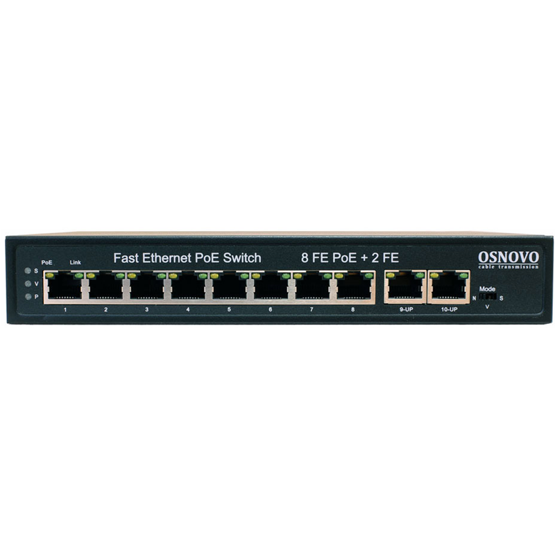 Коммутатор Osnovo SW-21000(120W) (L2) 10x100Мбит/с 8PoE 120W неуправляемый