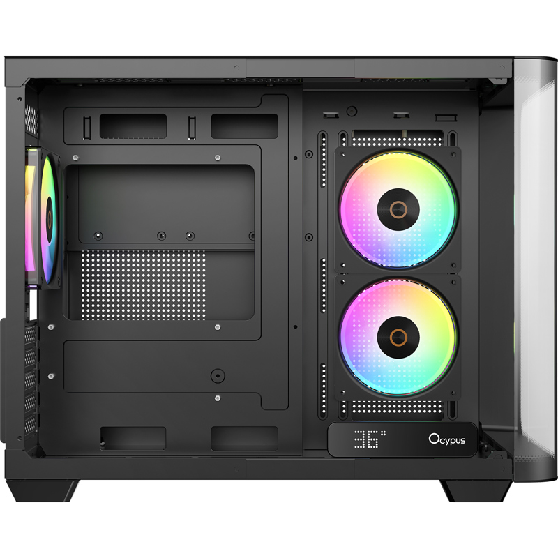 Корпус Ocypus Iota C50 Curve BK ARGB, Mini-Tower, TG, 3x120mm ARGB, 2xUSB-A 3.0 + 1xUSB-C, mATX, mIT
