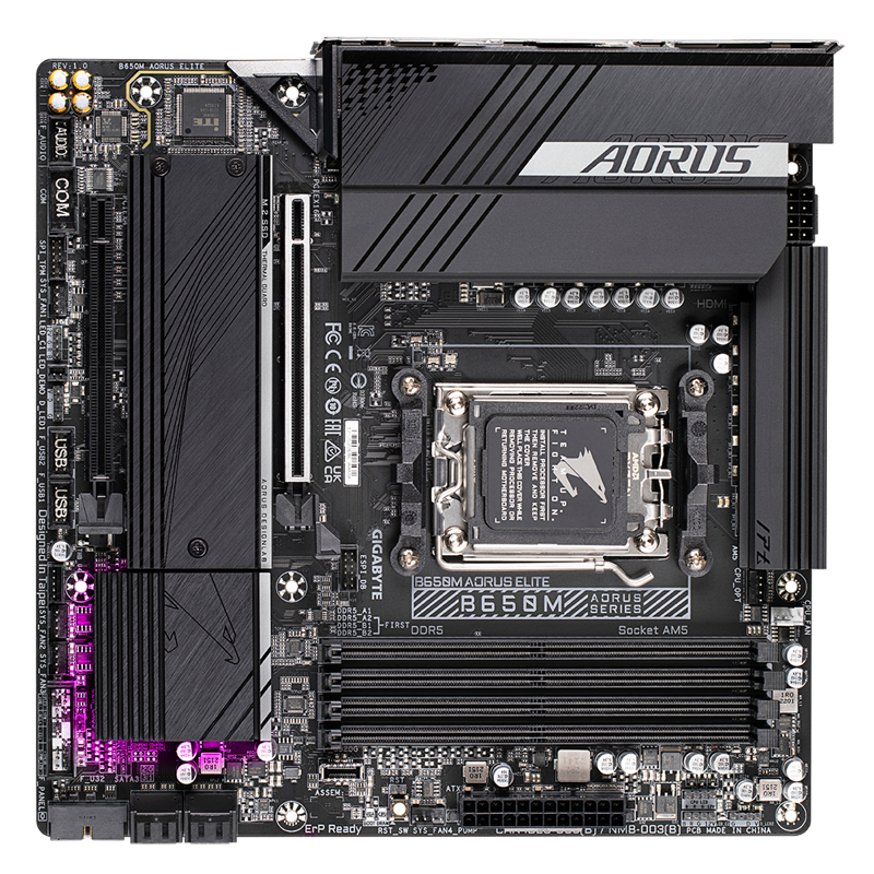Материнская плата Gigabyte B650M AORUS ELITE Socket AM5 AMD B650 mATX AC`97 8ch(7.1) 2.5Gg RAID+HDMI