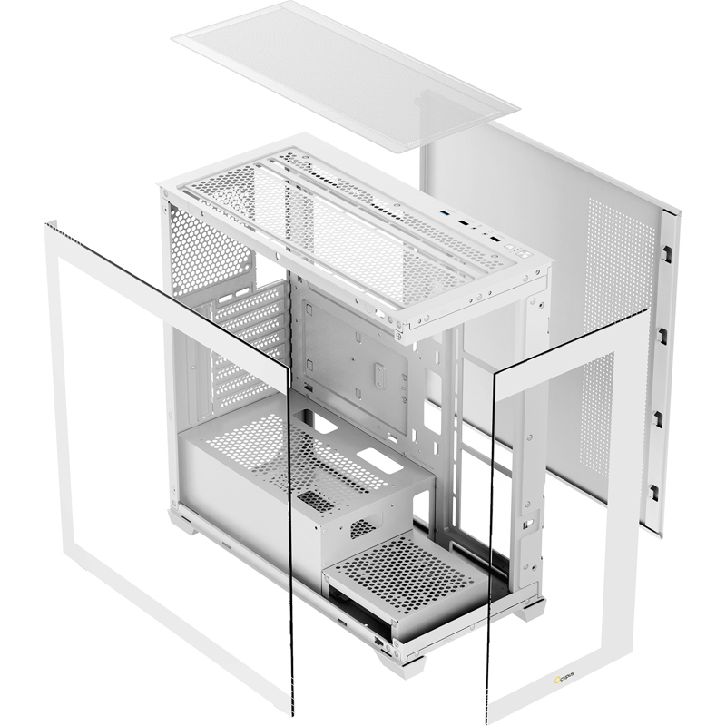 Корпус Ocypus Gamma C72 WH, Midi-Tower, TG, no fans, 2xUSB-A 2.0 + 1xUSB-A 3.0, ATX, mATX, mITX Whit