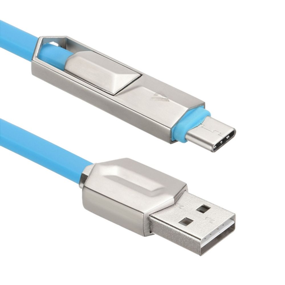 Кабели USB ACD -DUAL Type C / MicroUSB ; USB-A 2в1, TPE, 1м, синий (ACD-U924-CML)
