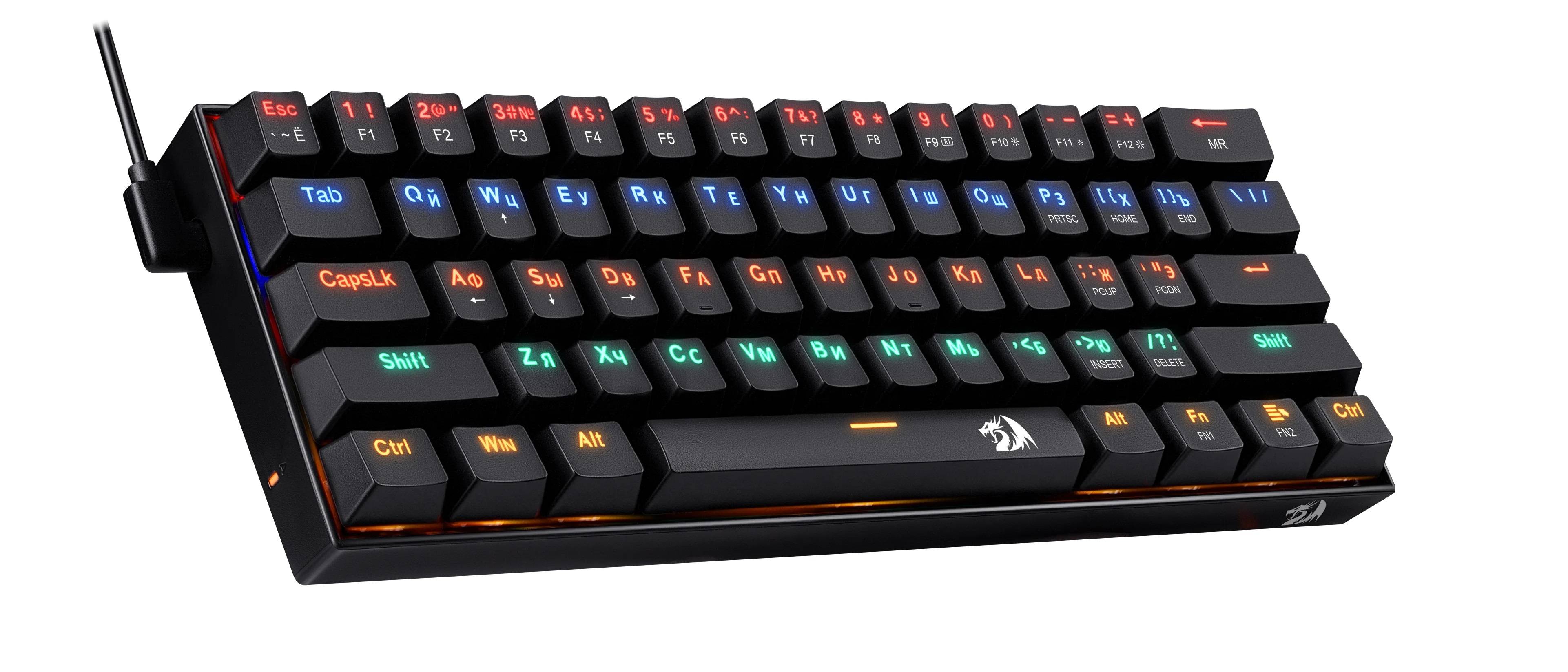 Клавиатура Redragon Lakshmi механическая черный USB slim for gamer LED