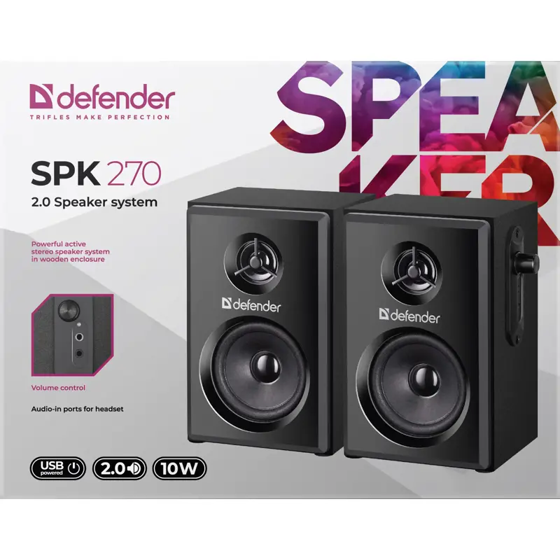 Колонки Defender SPK 270 2.0 черный 10Вт