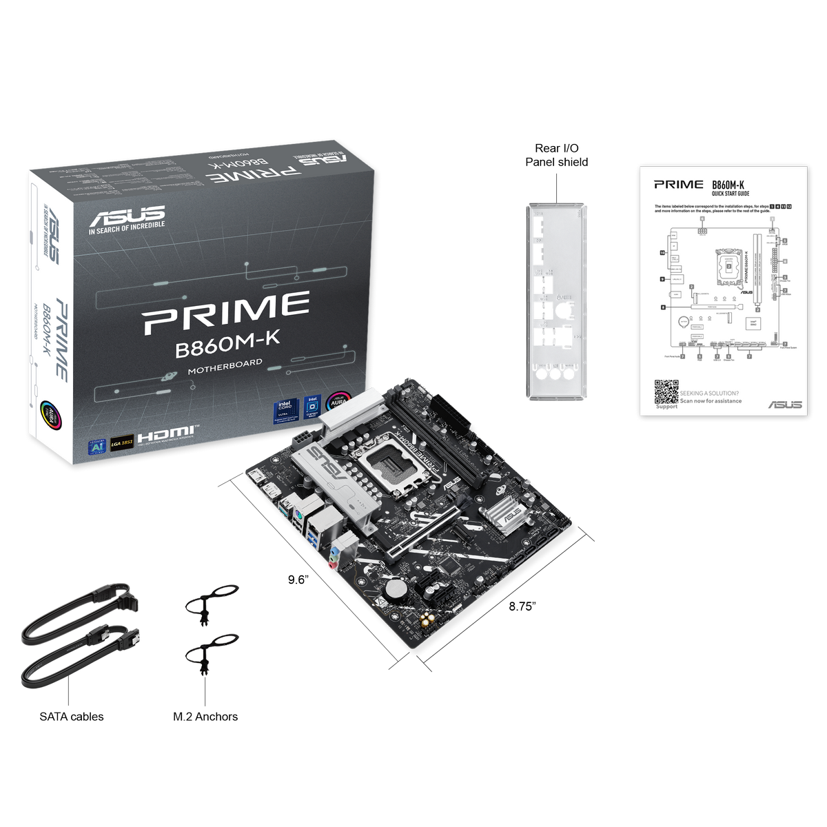 Материнская плата Asus PRIME B860M-K Soc-1851 Intel B860 2xDDR5 mATX AC`97 8ch(7.1) 2.5Gg RAID+HDMI+