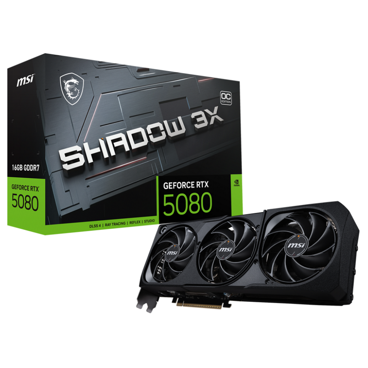 Видеокарта MSI PCI-E 5.0 RTX 5080 16G SHADOW 3X OC NVIDIA GeForce RTX 5080 16Gb 256bit GDDR7 2640/30