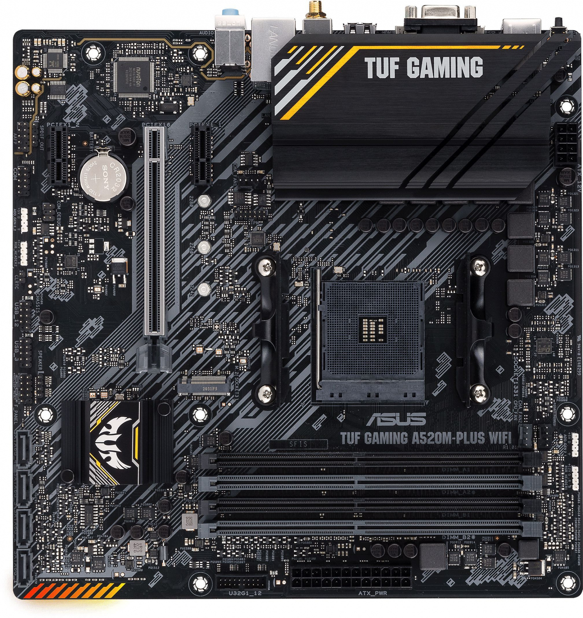 Материнская плата Asus TUF GAMING A520M-PLUS WIFI Soc-AM4 AMD A520 4xDDR4 mATX AC`97 8ch(7.1) 2xGgE 