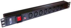 Блок розеток 19" 8 шт. C13, 10A 250V, без шнура питания