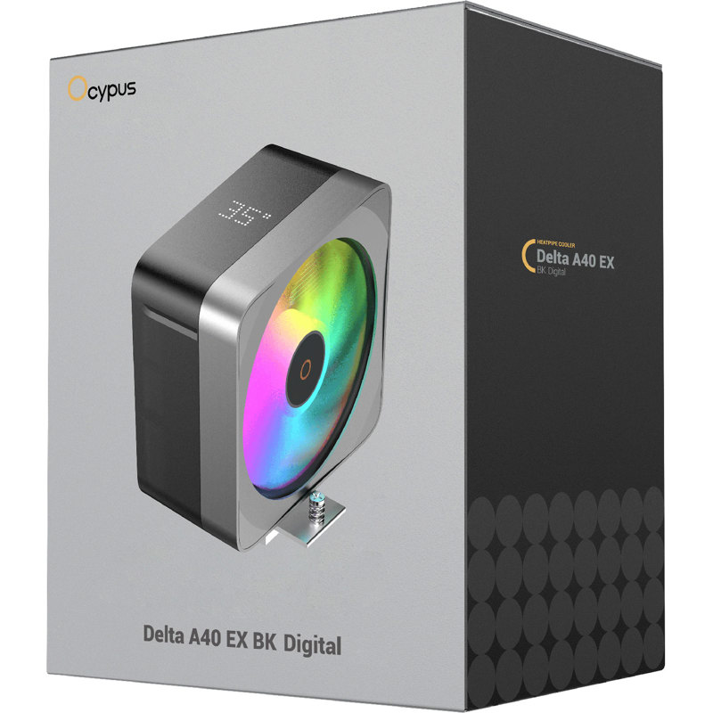 Кулер для процессора Ocypus Delta A40 EX BK Digital (200W, 4-pin PWM, LED temp., 157mm, Al/Cu, 4x6mm