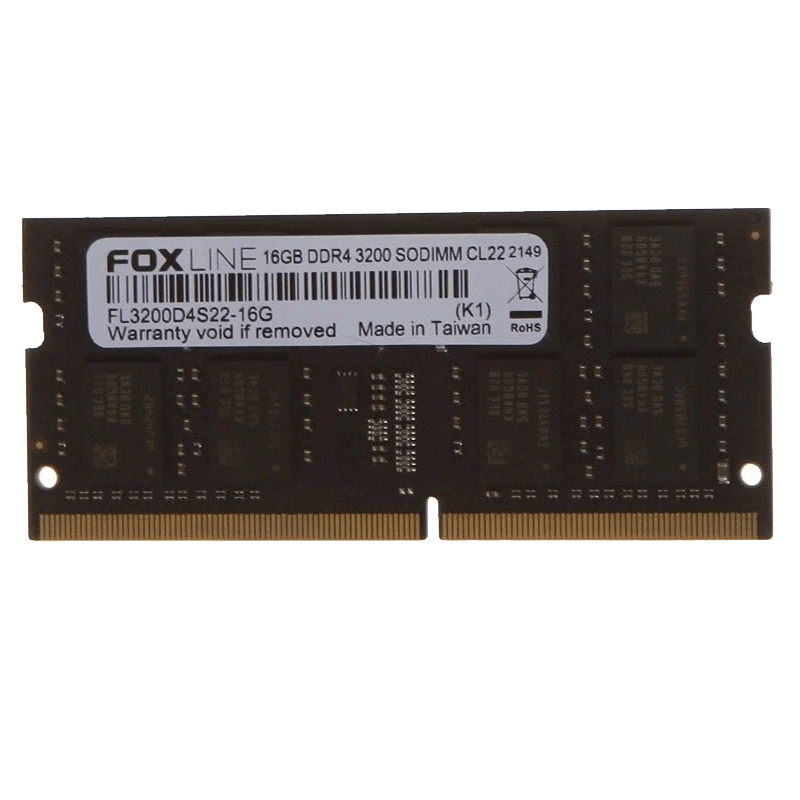 Память оперативная Foxline SODIMM 16GB 3200 DDR4 CL22 (2Gb*8)