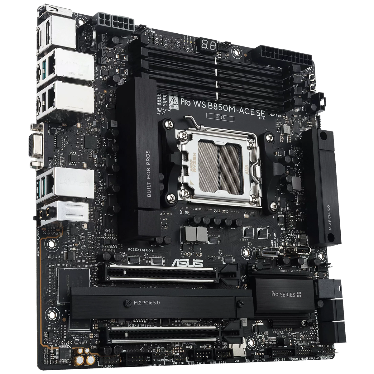 материнская плата ASUS PRO WS B850M-ACE SE, B850, AM5, 4*DDR5, 4*SATA, 2*M.2, 1*USB 3.2, 6*USB 2.0, 