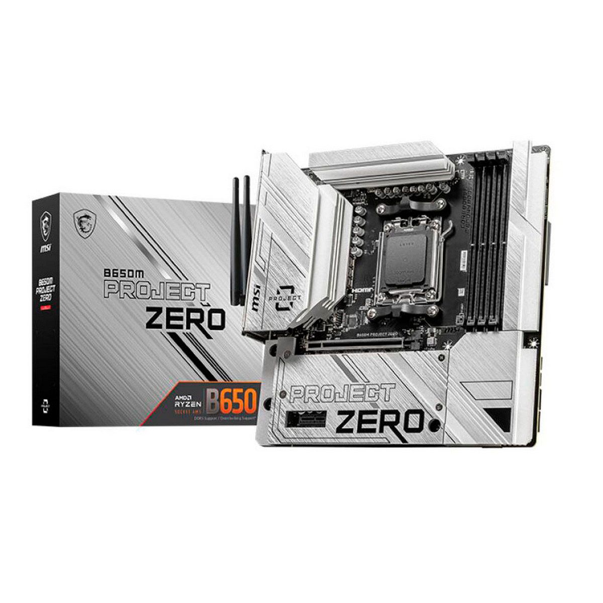 Материнская плата MSI B650M PROJECT ZERO B650, AM5, 4*DDR5, 1*PCIEx16, 1*PCIEx1, 2*M.2, 3*TypeC, 3*U