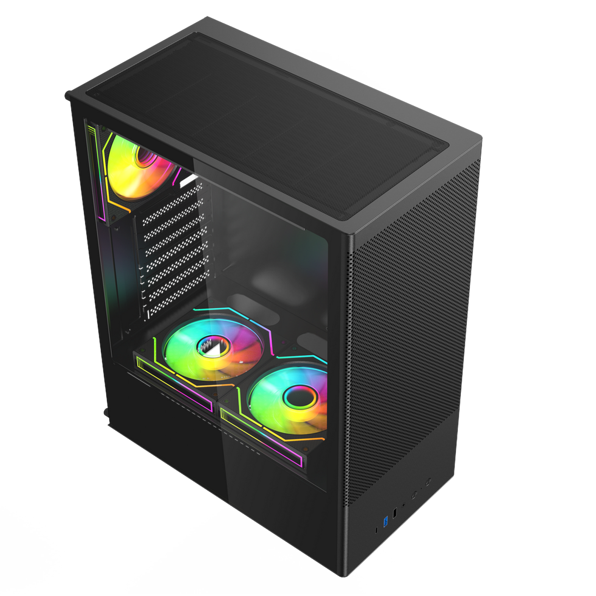 Корпус для ПК ACD Citadel 108B ATX, Type-C + 2XUSB ports + HD audio combo, Mesh, TG, Black.