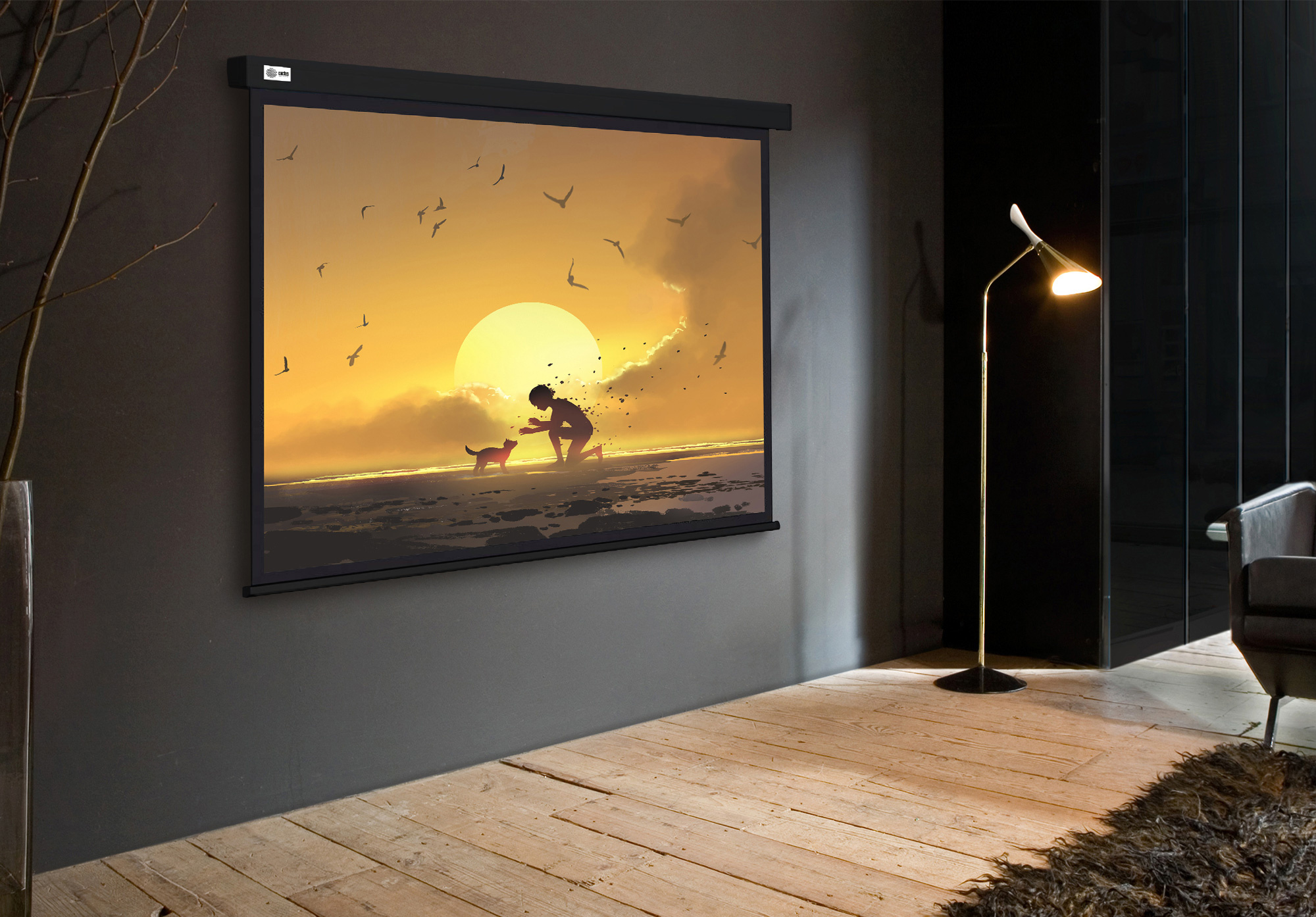 Экран Cactus 84" 150x150см Wallscreen CS-PSW-150X150-BK 1:1 настенно-потолочный рулонный черный