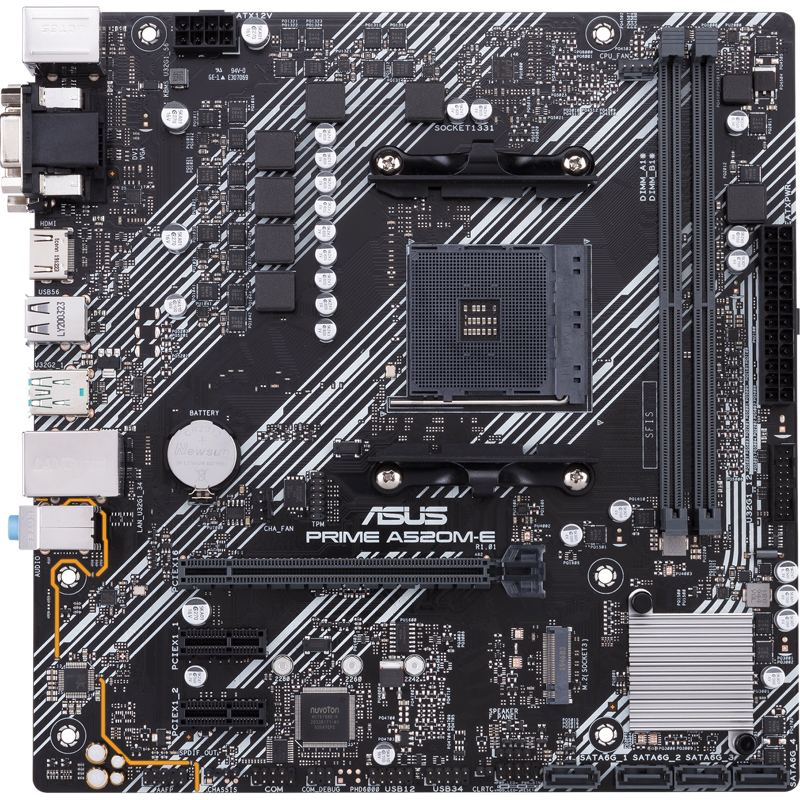 Материнская плата Asus PRIME A520M-E/CSM Soc-AM4 AMD A520 2xDDR4 mATX AC`97 8ch(7.1) GbLAN RAID+VGA+