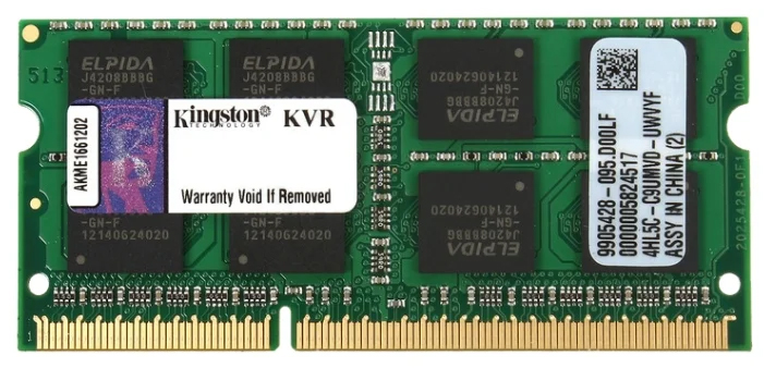 Оперативная память KINGSTON DDR3L 8GB 1600MHz SODIMM CL11 2RX8 1.35V 204-pin