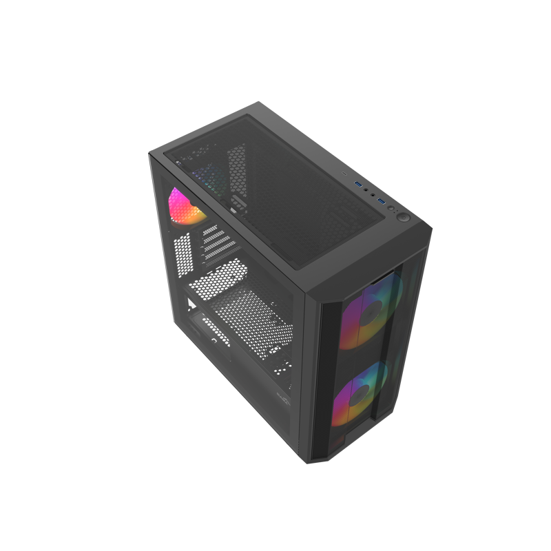 Корпус SAMA S30 Black, Midi-Tower, TG, 2x140mm + 1x120mm ARGB, 1xUSB 3.0 + 1xUSB 3.1 Type-C, mATX, m