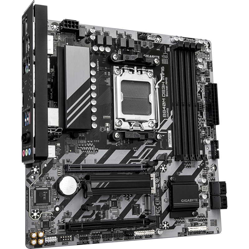 Материнская плата GIGABYTE Socket AM5, AMD B840, 4xDDR5, PCI-E 4.0, 2xM.2, HDMI, DisplayPort, PS/2, 