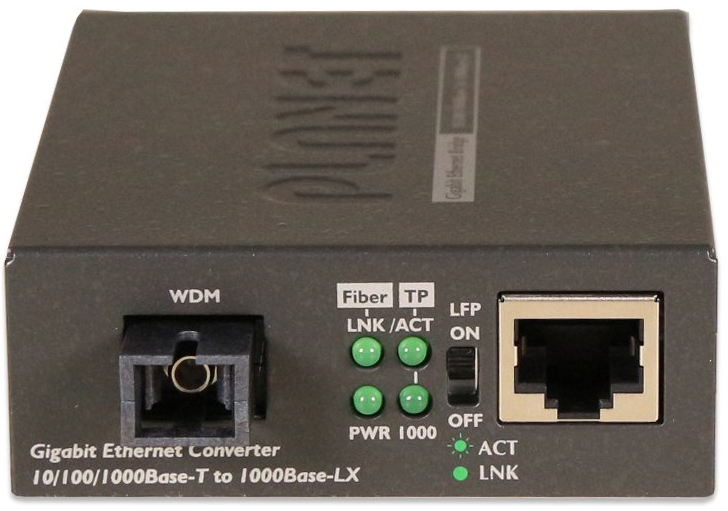 медиа конвертер 10 100 1000Base-T to WDM Bi-directional Fiber Converter - 1310nm - 60KM PLANET GT-806A60