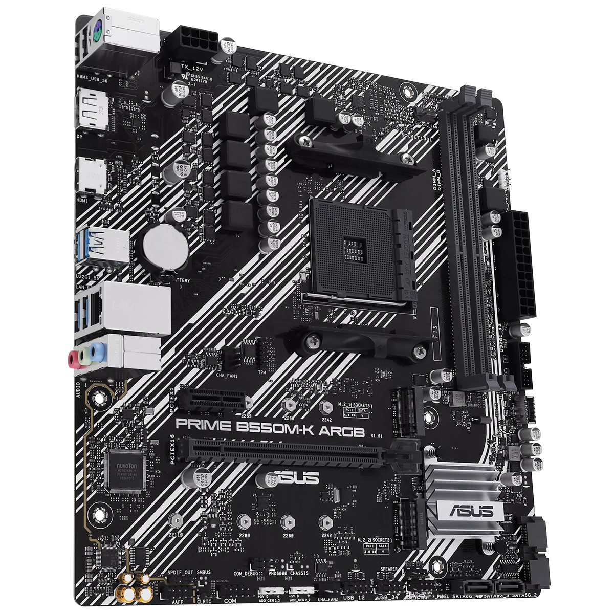 Материнская плата ASUS PRIME B550M-K ARGB AM4 mATX 2xDDR4 PCIEx16 PICEx1 2xM.2 DP HDMI GLAN