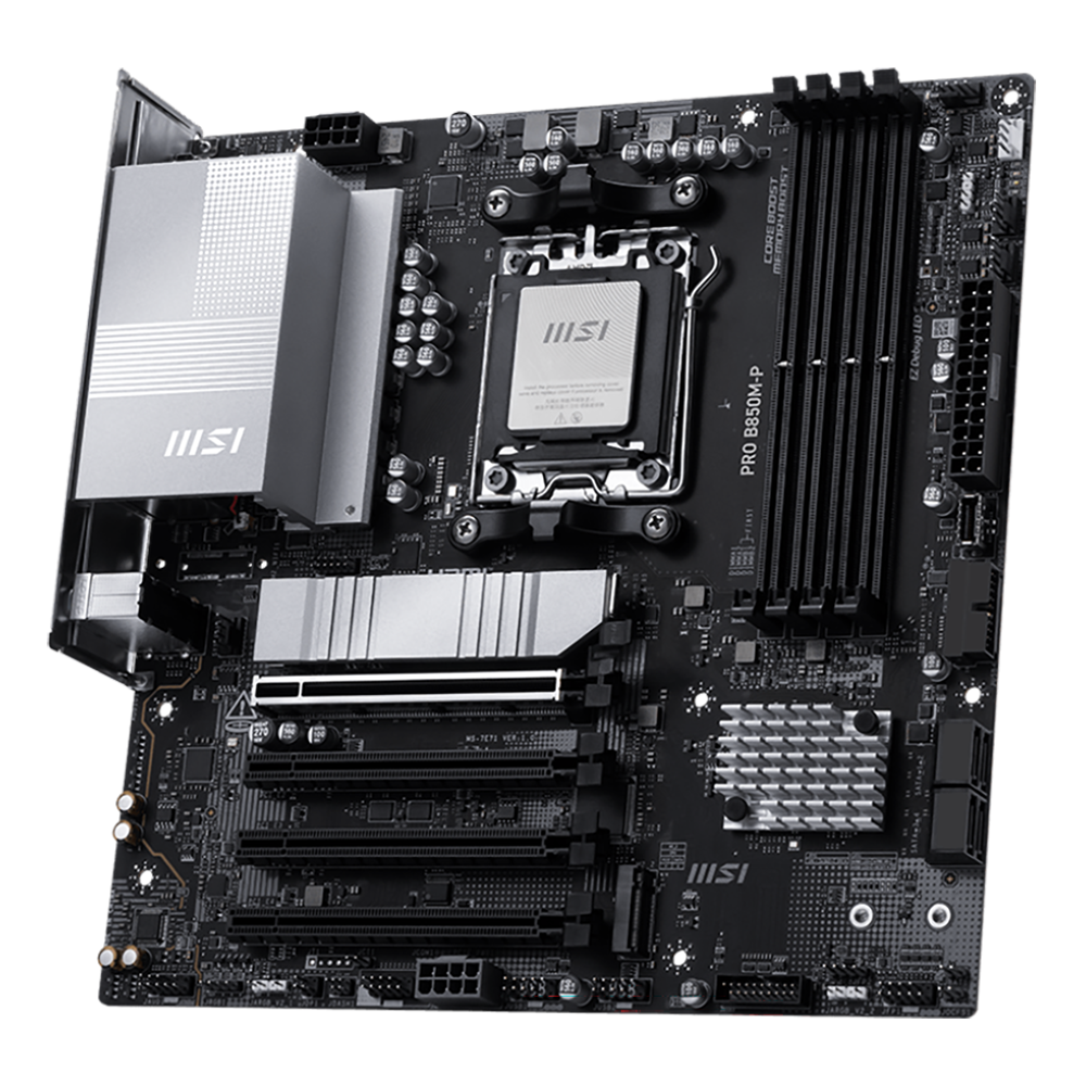 Материнская плата MSI PRO B850M-P B850, AM5, 4*DDR5, 4*PCIEx16, 3*M.2, 2*TypeC, 1*USB3.2Gen2, 6*USB3