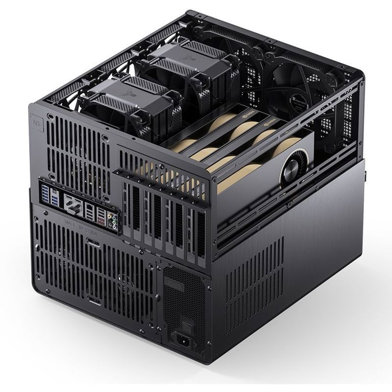 Корпус JONSBO N5, Mini-Tower, 3x120mm, 1xUSB-A 3.0 + 1xUSB-C 3.2, E-ATX, ATX, mATX, mITX Black