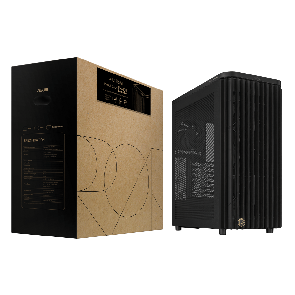 Корпус для ПК ASUS PROART PA401 WOOD MESH PWM BLACK