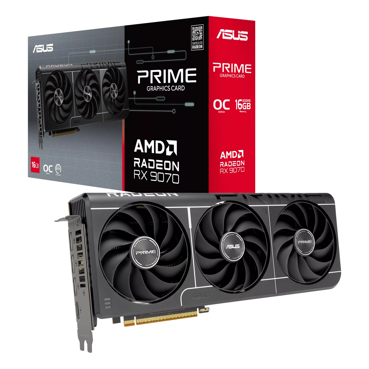 Видеокарта Asus PCI-E 5.0 PRIME-RX9070-O16G-EVO AMD Radeon RX 9070 16Gb 256bit GDDR6 2120/20000 HDMI