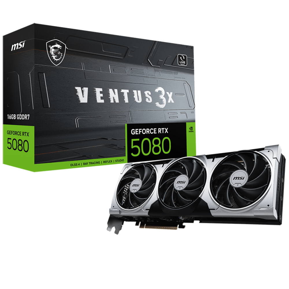 Видеокарта MSI PCI-E 5.0 RTX 5080 16G VENTUS 3X PLUS NVIDIA GeForce RTX 5080 16Gb 256bit GDDR7 2617/