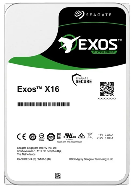 Жесткий диск Seagate ST12000NM001G Exos X16 12TB, 3.5", 7200rpm, SATA3, 512E, 256MB