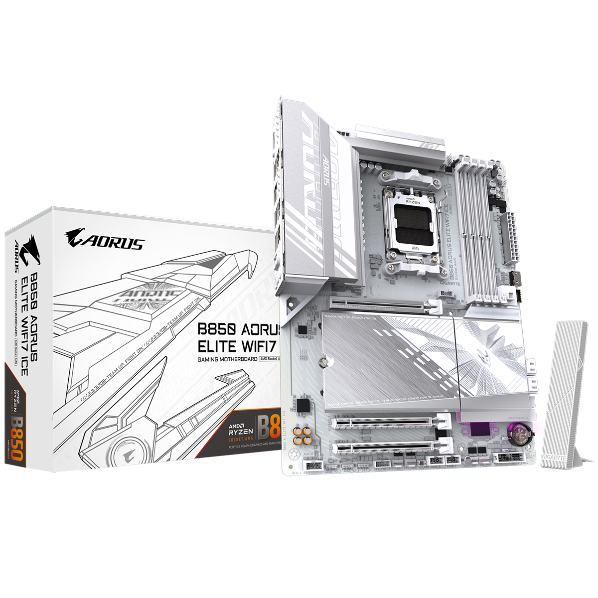 Материнская плата Gigabyte B850 AORUS ELITE WIFI7 ICE Socket AM5 AMD B850 4xDDR5 ATX AC`97 8ch(7.1) 