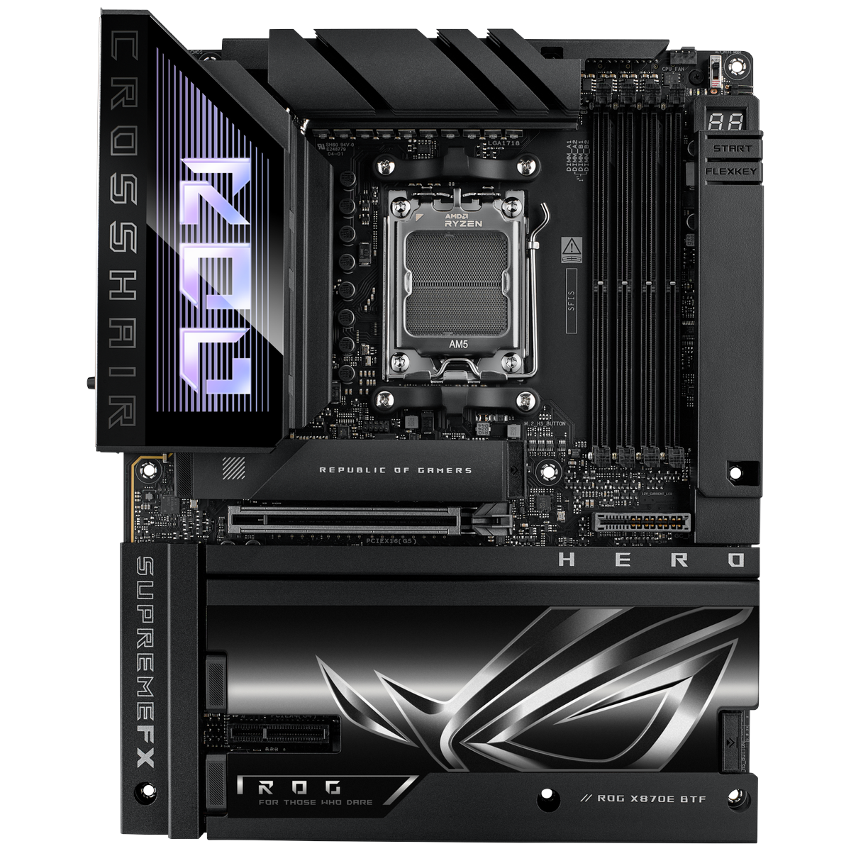 Материнская плата ASUS ROG CROSSHAIR X870E HERO BTF AM5 ATX 4xDDR5 PCIEx16 PCIEx4 5xM.2 4xUSB-C HDMI