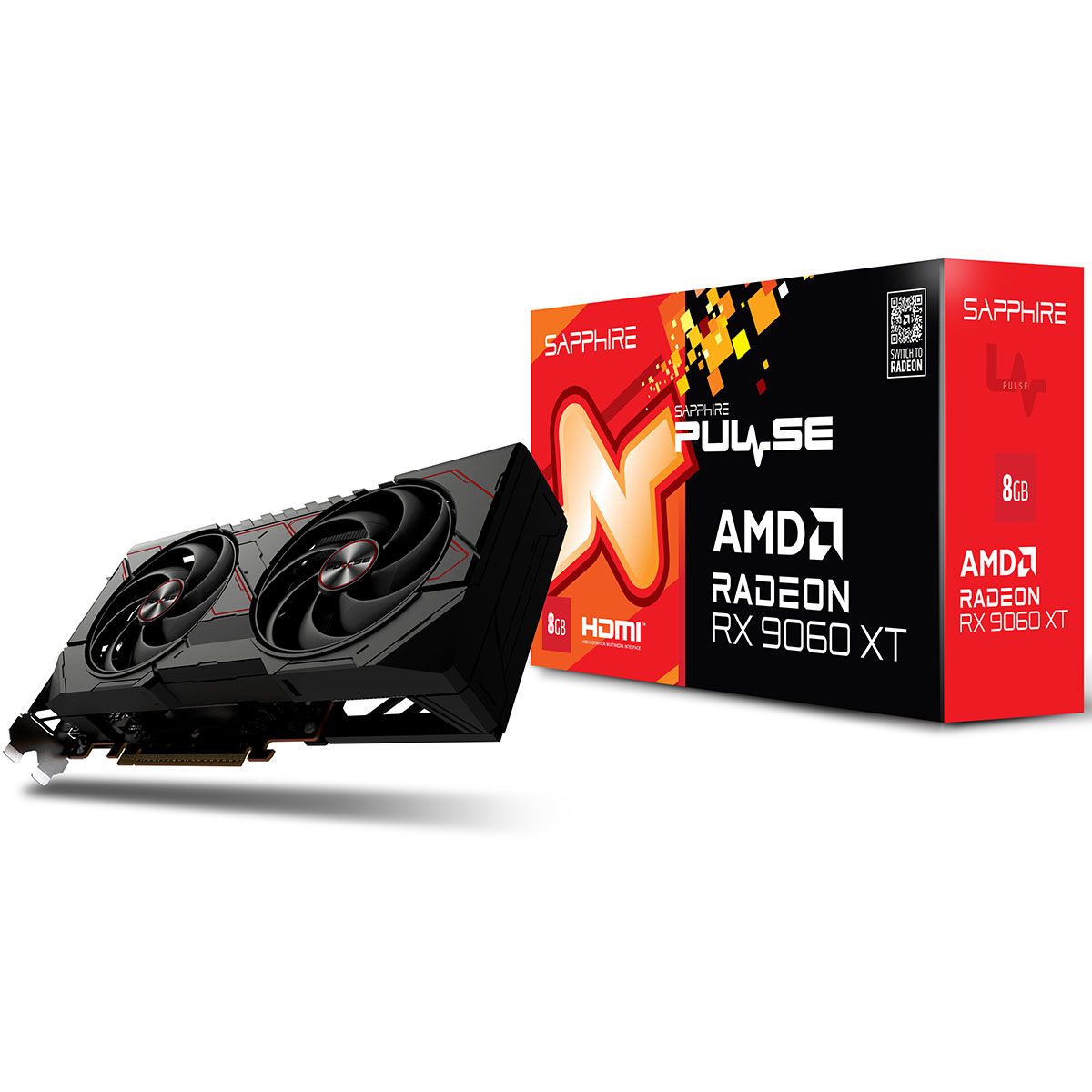 Видеокарта Sapphire PCI-E 5.0 11350-04-20G PULSE AMD RADEON RX 9060 XT GAMING OC 8GB DUAL AMD Radeon