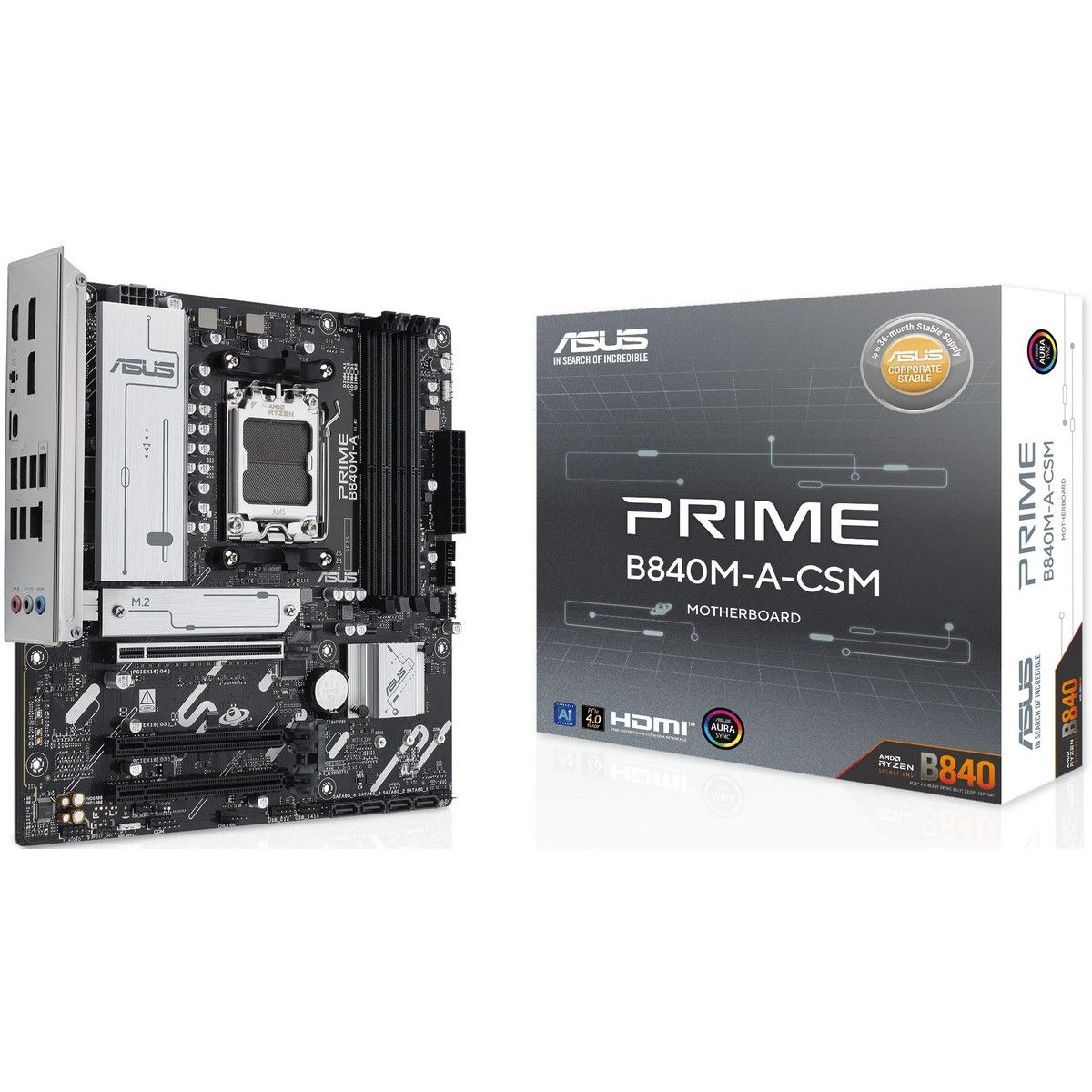 Материнская плата Asus PRIME B840M-A-CSM Socket AM5 AMD B840 4xDDR5 mATX AC`97 8ch(7.1) 2.5Gg RAID+V