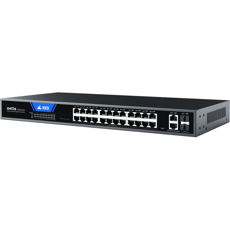 Коммутатор Netis ST228GPR-2G2S (L2) 26x1Гбит/с 2SFP 24PoE 375W настраиваемый